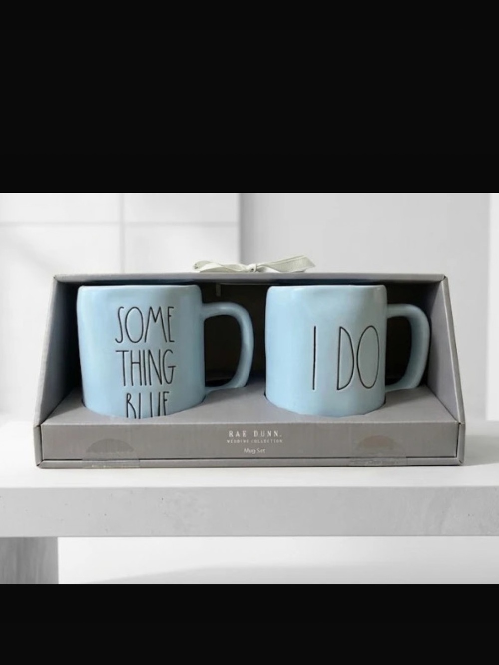 Rae Dunn Light Blue "Something Blue" & "I Do" Wedding Mug Set NEW